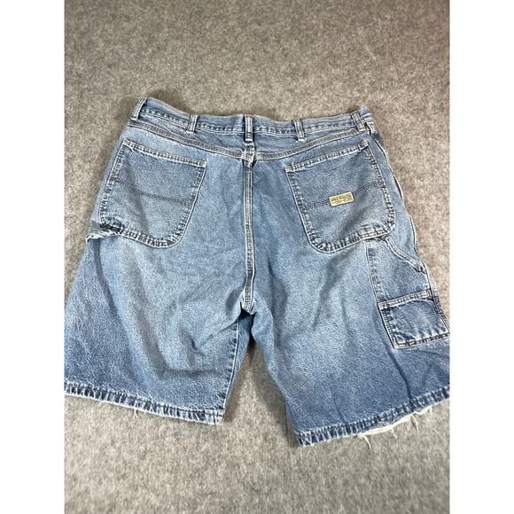 VINTAGE Wrangler Shorts Mens 38 Blue Denim Carpenter Skate Workwear Jorts Y2K - Picture 2 of 6